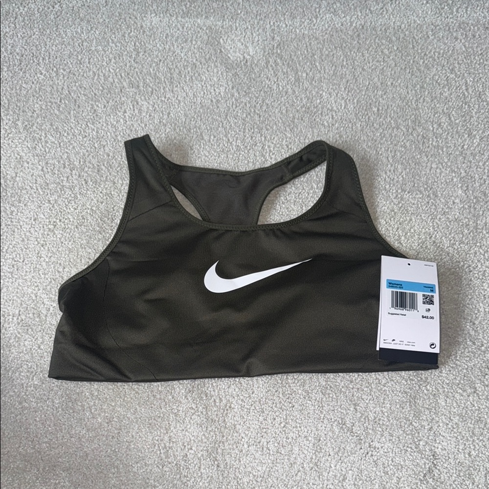 Nike Dark Gray Sports Bra with White Logo